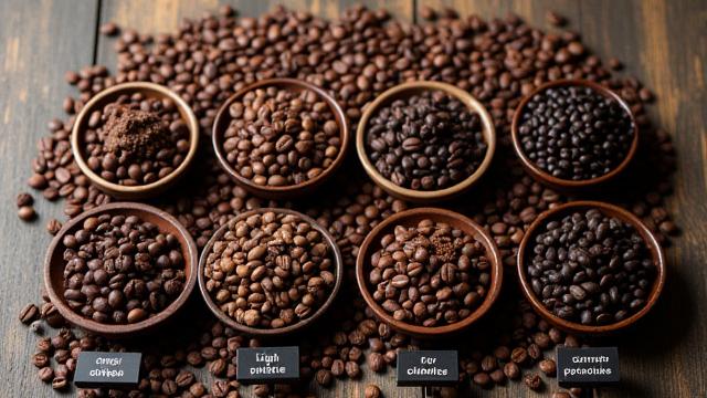 Különböző típusú kávébabok és pörkölési fokozatok bemutatása